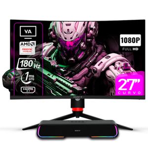 Pack Monitor Gamer 27" Curvo FHD 1080 VA 180hz + Soundbar BT