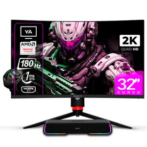 Pack Monitor Gamer 32" Curvo QHD 1440 VA 180hz + Soundbar BT